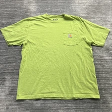 Carhartt Shirt Size L Mens Workwear Loose Fit Chest Pocket Logo Tee Green