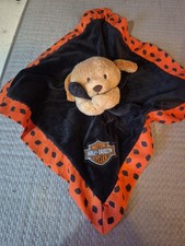 Harley-Davidson Cuddles 14-inch Plush Baby Blanket Black Orange
