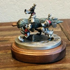 Vintage Hudson Creek Pewter Figurine – Christmas Tree Safari – Disney Trio