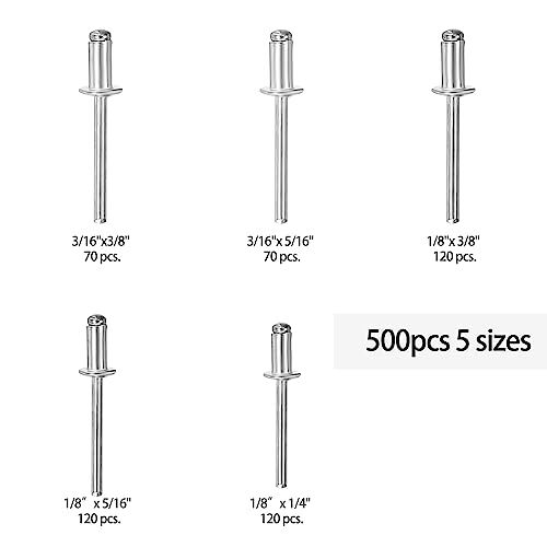 Star Rivets 120 Pcs Pop Rivets Assortment, Assorted Flange Aluminium ...
