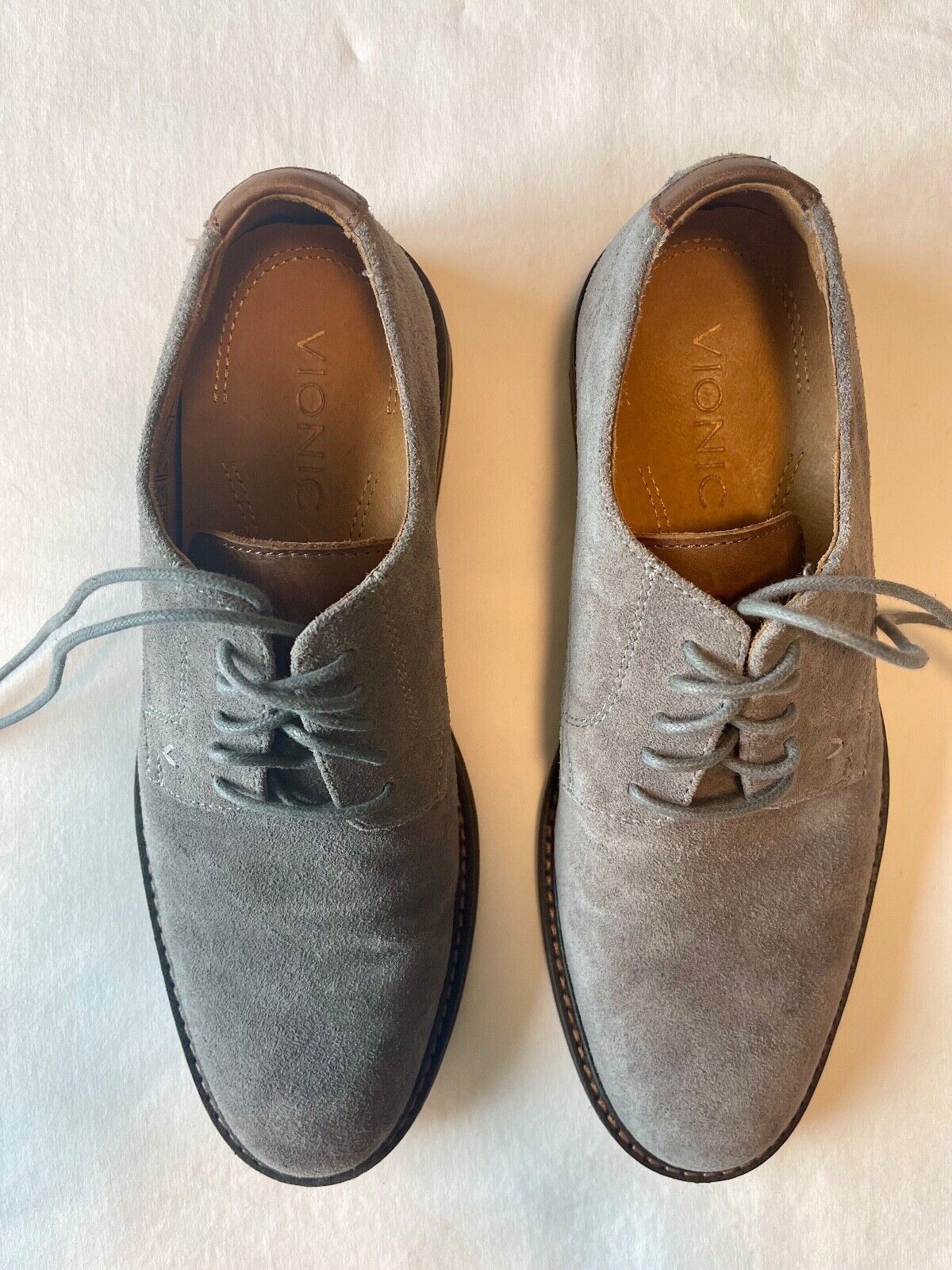 Vionic Gray Suede Lace-Up Shoes for Men Size 8 Comfort Support