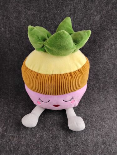 Plush Plant Kellytoy Squishmallow Potted Plant Pink w Hearts Sleepy Closed Eyes - Picture 3 of 5