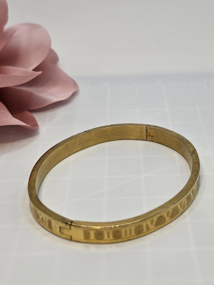 Pulsera de Acero Dorado Números Romanos Número Brazalete Unisex Talla 6.25" Foto 4 de 4