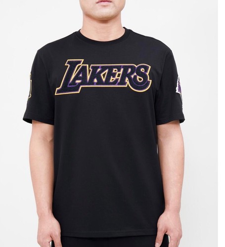 PRO STANDARD LA LAKERS LOGO PRO TEAM BLACK FULL SHORT SET ( SHIRT & SHORTS) - Picture 2 of 9