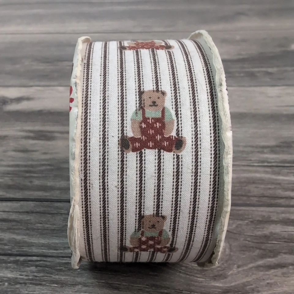Vintage Berwick Christmas Memories Luxurious Cotton Ribbon 25 Yds. Teddy Bear - Image 3 of 4
