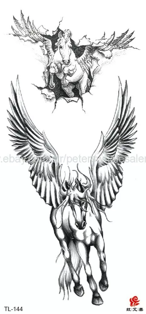 flying unicorn horse temporary tattoo girly tattoo ideas