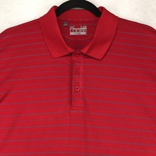 UNDER ARMOUR HEATGEAR Men's Polo Shirt Size Large Loose Spandex Striped Red