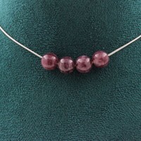 Halskette 4 Perlen Lepidolit 8 Mm. Kette Aus Edelstahl Halskette Damen, Ho