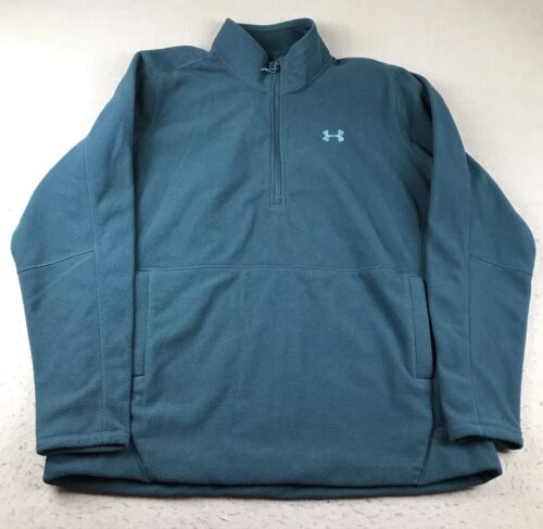 Under Armour Sweatshirt Mens 3XLT Teal Blue 1/4 Zip Loose Long Sleeves Pullover - Picture 1 of 12
