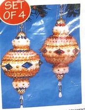 Vintage Herrschners Red BLUE DIAMOND LUSTRE Bead Sequin Christmas Ornament Kit