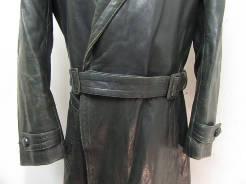 VINTAGE WW2 GERMAN MOTORCYCLE LEATHER DISPATCH RIDERS TRENCH COAT JACKET SIZE M - Picture 6 of 22