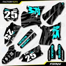 Black & Cyan Fierce Restyle Graphics Kit fit 01-08 Suzuki RM125 RM250 RM 125 250