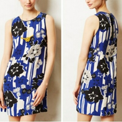 Anthropologie Maeve Silk Canna Shift Dress Size 0