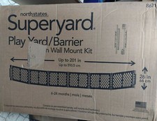 North States Superyard 6 Panel Baby Play Yard Barrier Wall Mount Gray Door Gate
