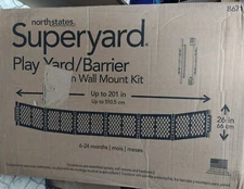 North States Superyard 6 Panel Baby Play Yard Barrier +Wall Mount Gray Door Gate