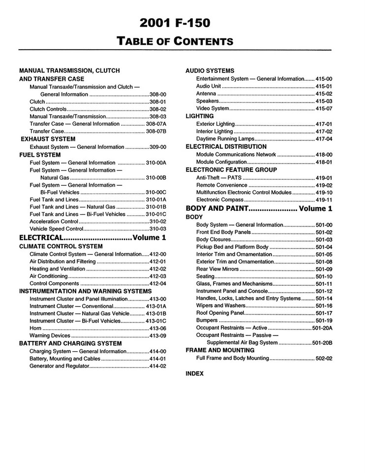 2001 年福特 F-150 卡车车车间手册 — 第 3/4 张图片