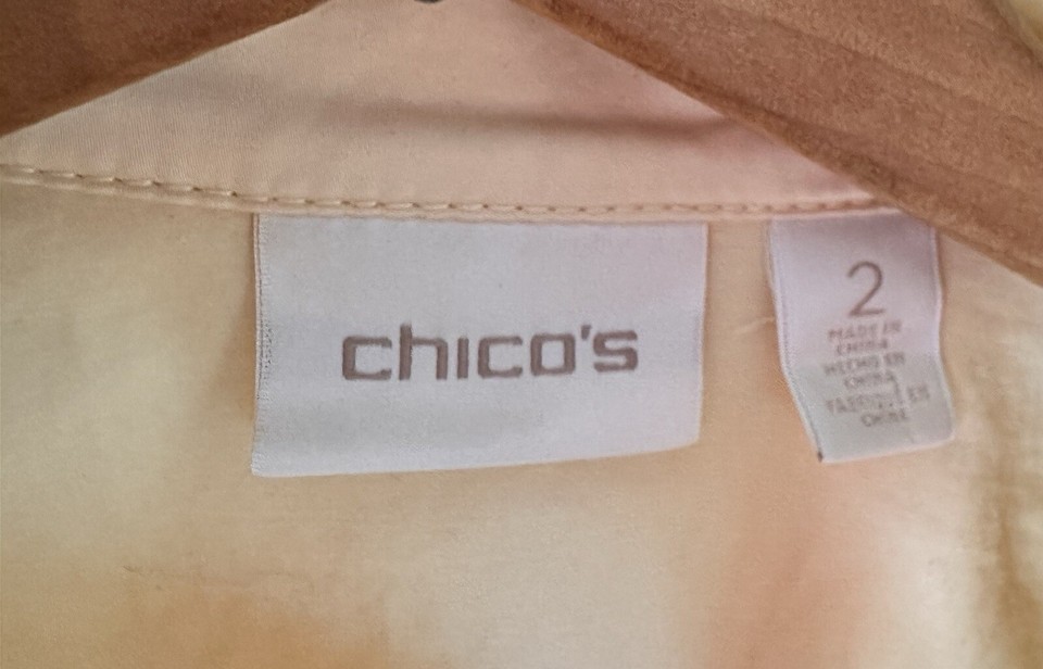 Chicos Lightweight Yellow Jacket Sz 12 / 14 Cotton Spandex Zip Pockets