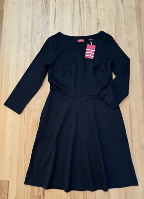 Neu Esprit Viskose Stretch Traum Kleid Gr. L Schwarz
