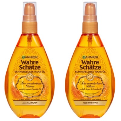   Garnier Wahre Schätze Schwereloses Haaröl mit Argan und Camelia-Öl 2x 150ml  