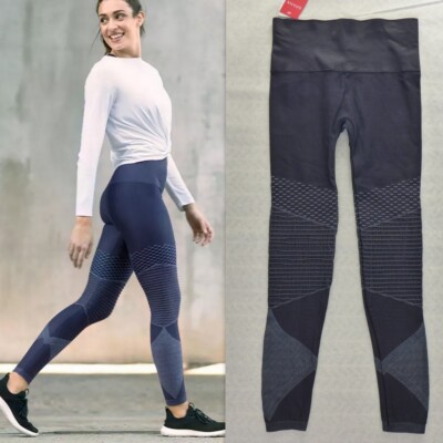 NWT SPANX Wide Waist Seamless Moto Leggings Look at Me in Indigo Sky S/M $88