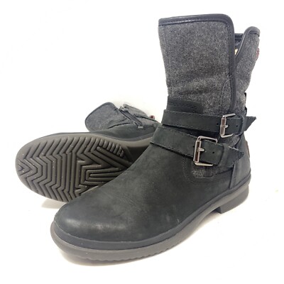 UGG Simmens Stout 1005269 Brown Leather Side Zip Ankle Winter Boots Womens  Sz