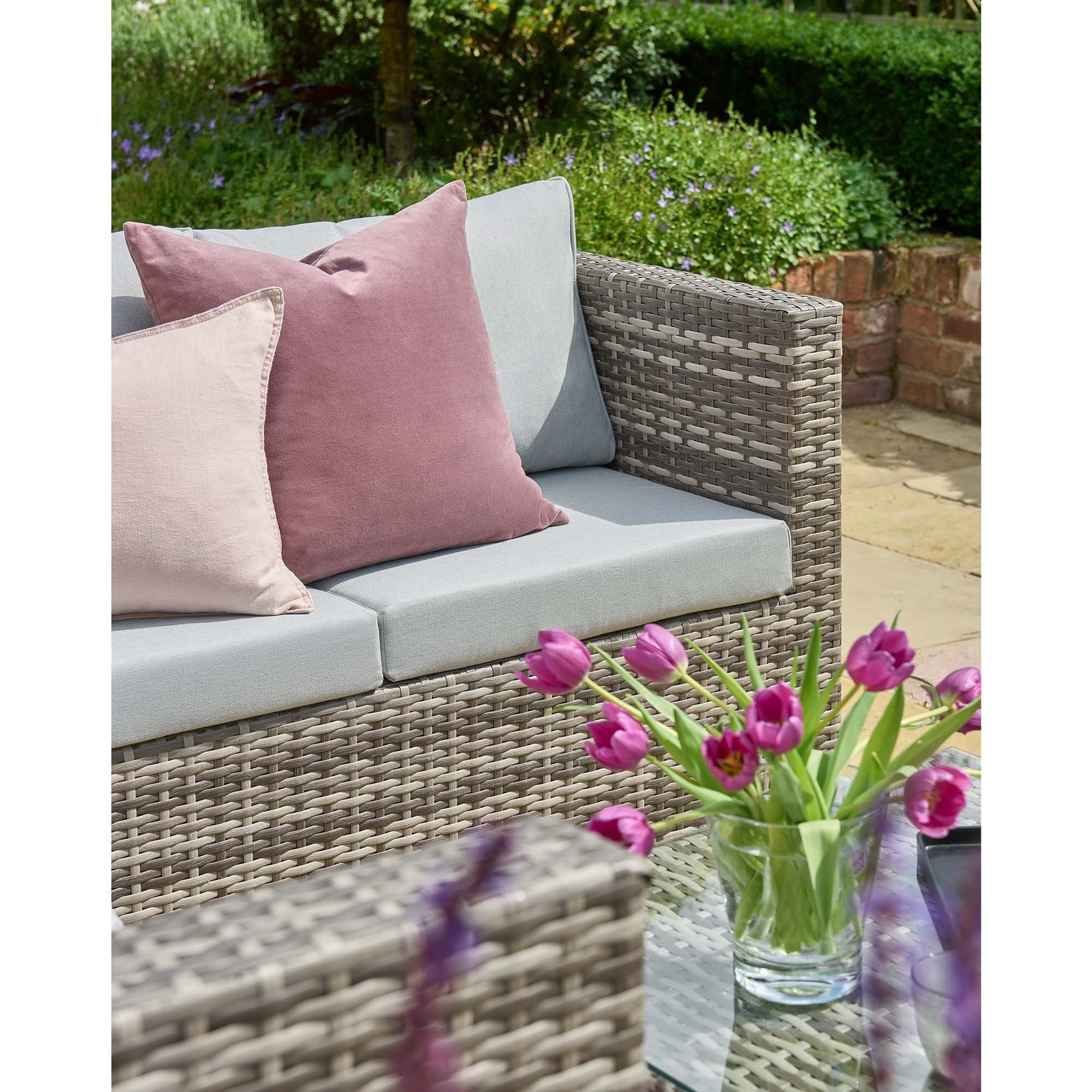 Colette Grey Rattan Corner Sofa & Coffee Table Outdoor Garden Patio