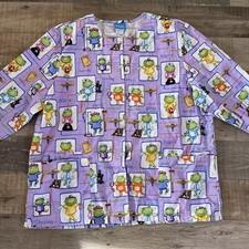 Scrub H.Q Frogs Pattern Long Sleeve Sz L