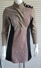 Zara Dresses Womans Sz. XS Patchwork Dress Houndstooth Mini Zip Morocco