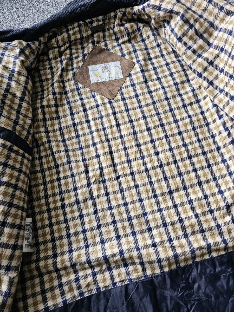 Vintage AQUASCUTUM Wax Jacket Men's XL/2XL Blue Wool Lined Club