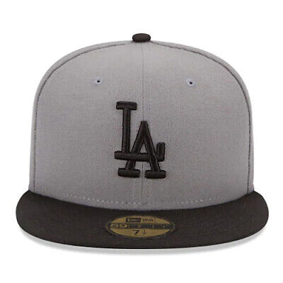 New Era L.A Dodgers 5950 Fitted Hat MLB Storm Gray Black New Era L.A Dodgers 5950 Fitted Hat MLB Storm Gray Black