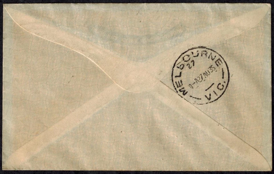 Australia 1935 First Flight Cover w/MELBOURNE BACKSTAMP RARE - Image 2 of 2