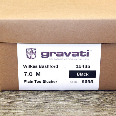 $695 Wilkes Bashford GRAVATI Blucher 7 M Black 15435 * new  display picture 1