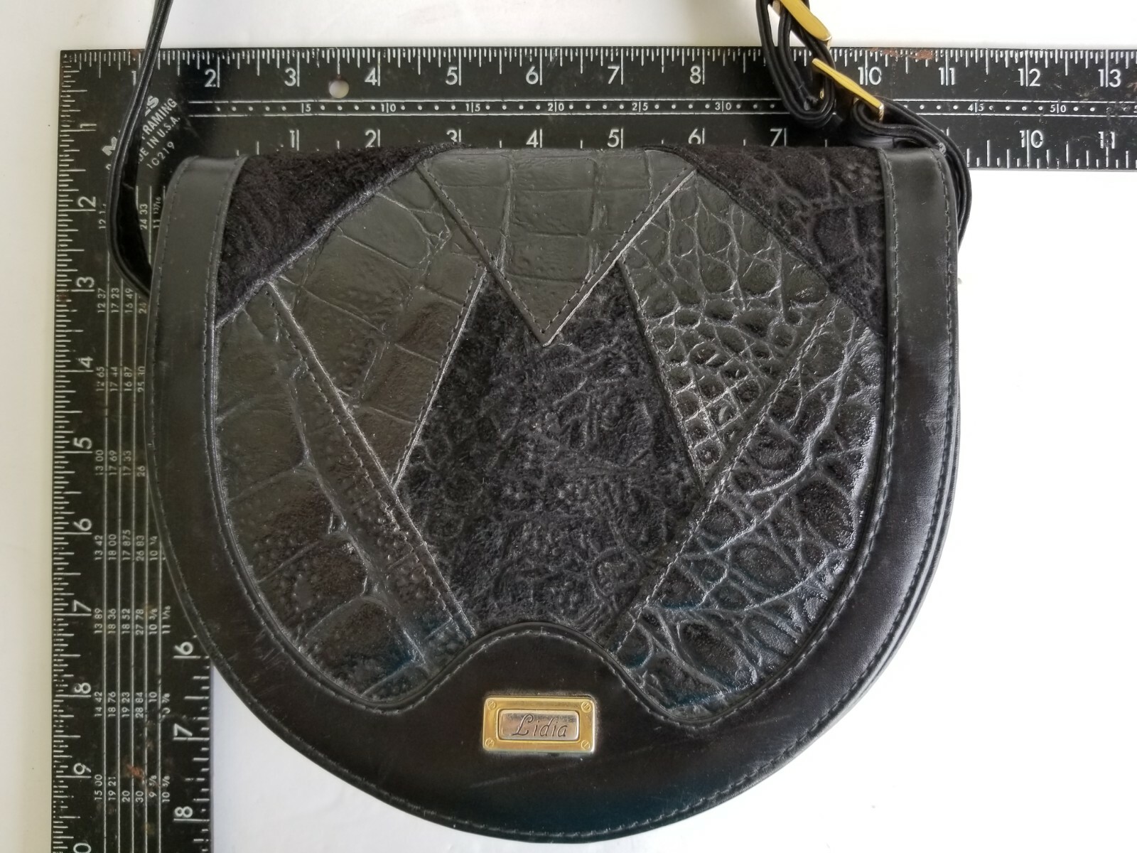 Lidia Croc Embossed Patchwork Leather Shoulder Cr… - image 12