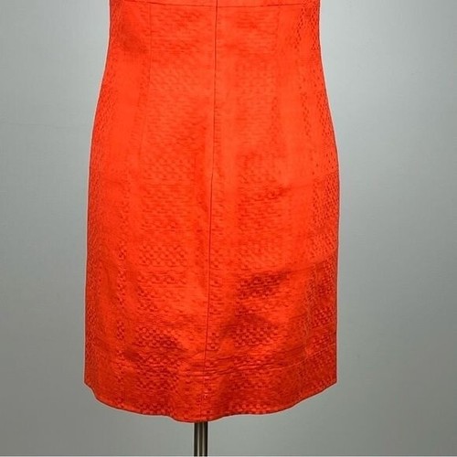 Taylor Womens Orange Sleeveless Dress Cotton Ruffle Front Gold Buttons size 12 - Picture 7 of 10