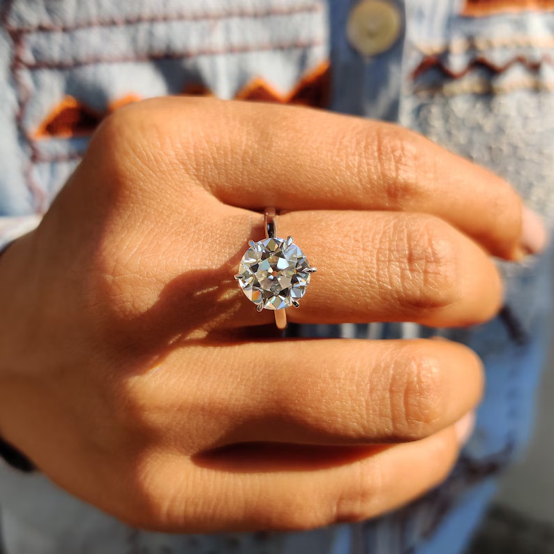 3.80Ct White OEC Round Cut Moissanite Engagement Ring 925 Sterling Silver