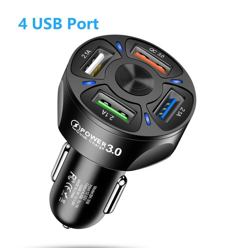 4 USB Phone Car Charger Adapter LED Display QC 3.0 Fast Charging Car