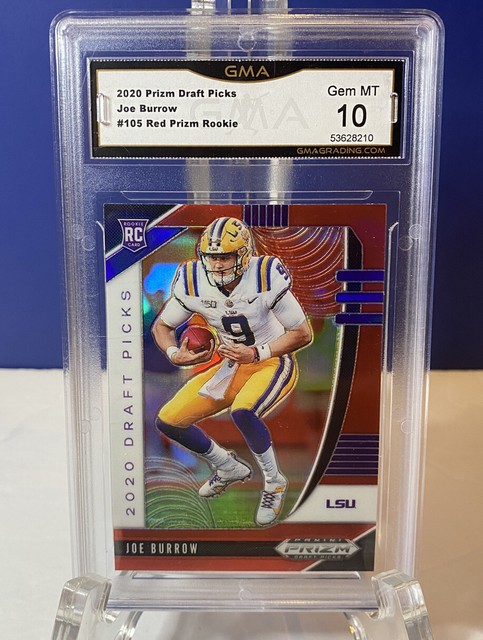 Joe Burrow Red Prizm Refractor Graded GMA Gem 10 Rookie Card RC 105 