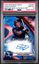 2024 Bowman's Best Evan Carter Auto /150 Blue Ref PSA 10