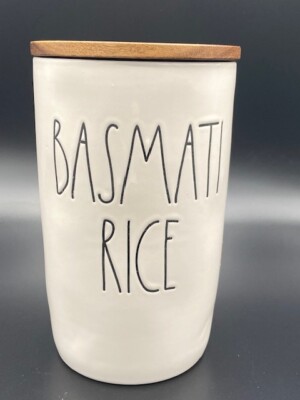 HTF Rae Dunn Basmati Rice Ceramic Canister w/Wooden Lid Artisan Collection EUC