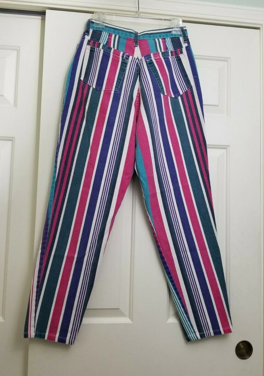Colorful striped hot sale mom jeans