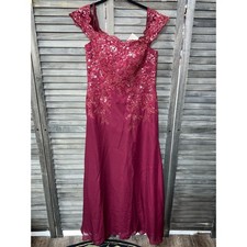 Mother of the Bride | Black Tie | Sequin Burgundy Off-Shoulder Evening Dress