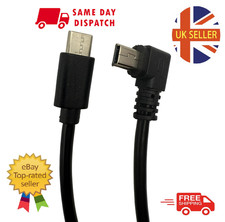 Angled Right Mini-USB to Straight Type-C Male Plug Cable Lead Adapter Converter