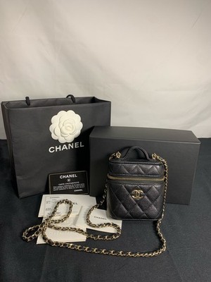 Chanel Mini Vanity Case Black Caviar Calfskin Crossbody Top Handle Bag Duty Paid