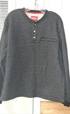 Mens Coleman Henley Top Long Sleeve Dark Gray Sherpa Lined Shirt Winter XL