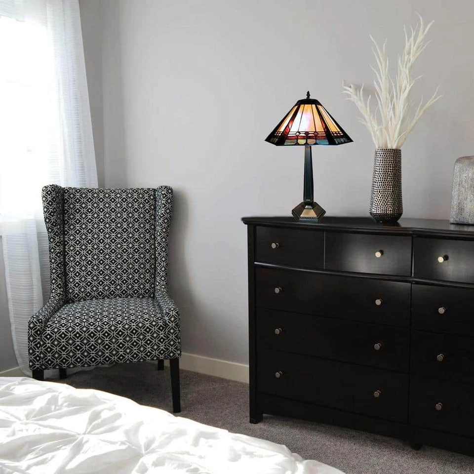 Warehouse of Tiffany Table Lamp 2-Light 25" Neckless Plug-In Dry Rated Bronze - Image 3 of 3