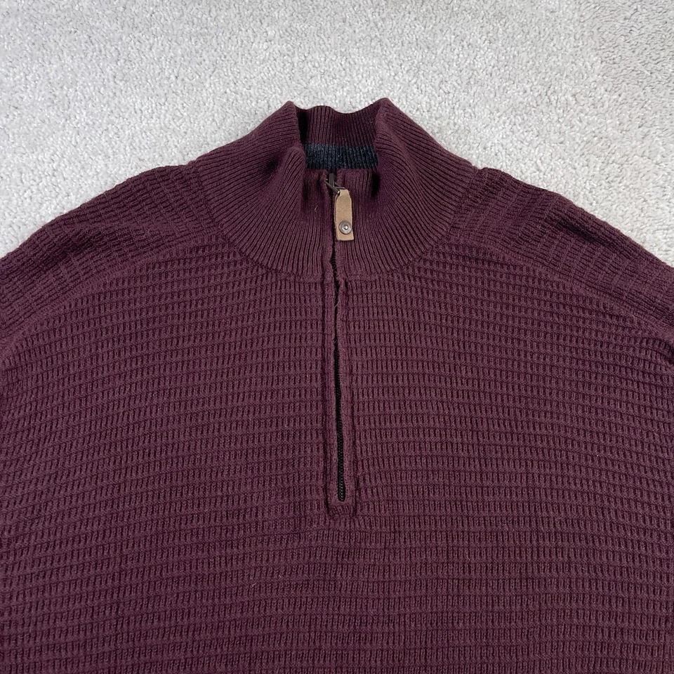 Suéter Royal Robbins Para Hombre Grande Rojo Borgoña Lana Merino Cuarto Cremallera Pullover Foto 2 de 4