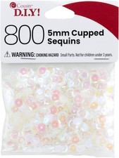Cupped Sequins Crystal Iridescent, 5mm 800/Pkg