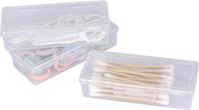 3Pcs Cotton Swab Holder Travel,Portable Dental Floss Case Clear Plastic Cotton