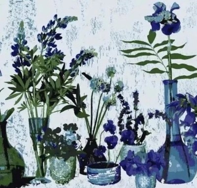 d-c-fix Premium statisch haftende Vinyl Fensterfolie Blumen Neele blau 45cm x 1,5m