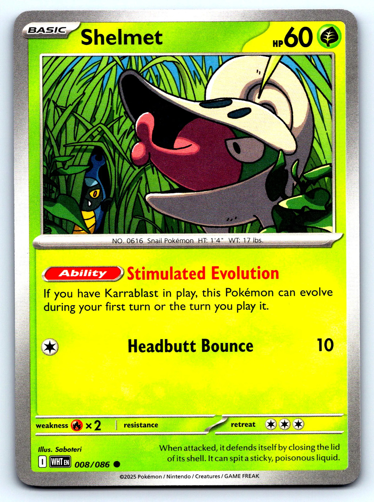 Shelmet White Flare #8 Normal NM Pokemon Card